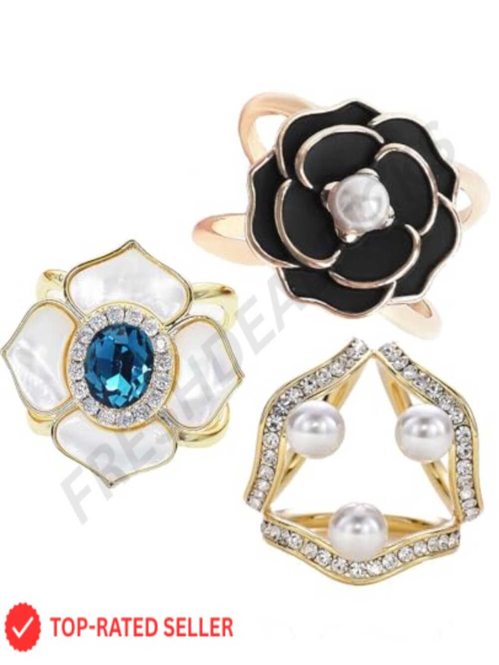 3pc Scarf Rings Buckle Slides Alloy Pin for Scarves Shirts Ties